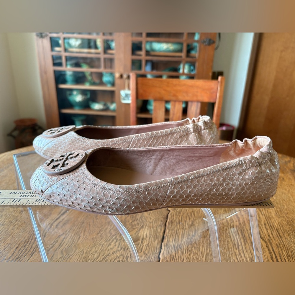 Tory Burch Minnie Embossed Leather Ballet Flat Meadowsweet Pink Size 9 US - Picture 6 of 11